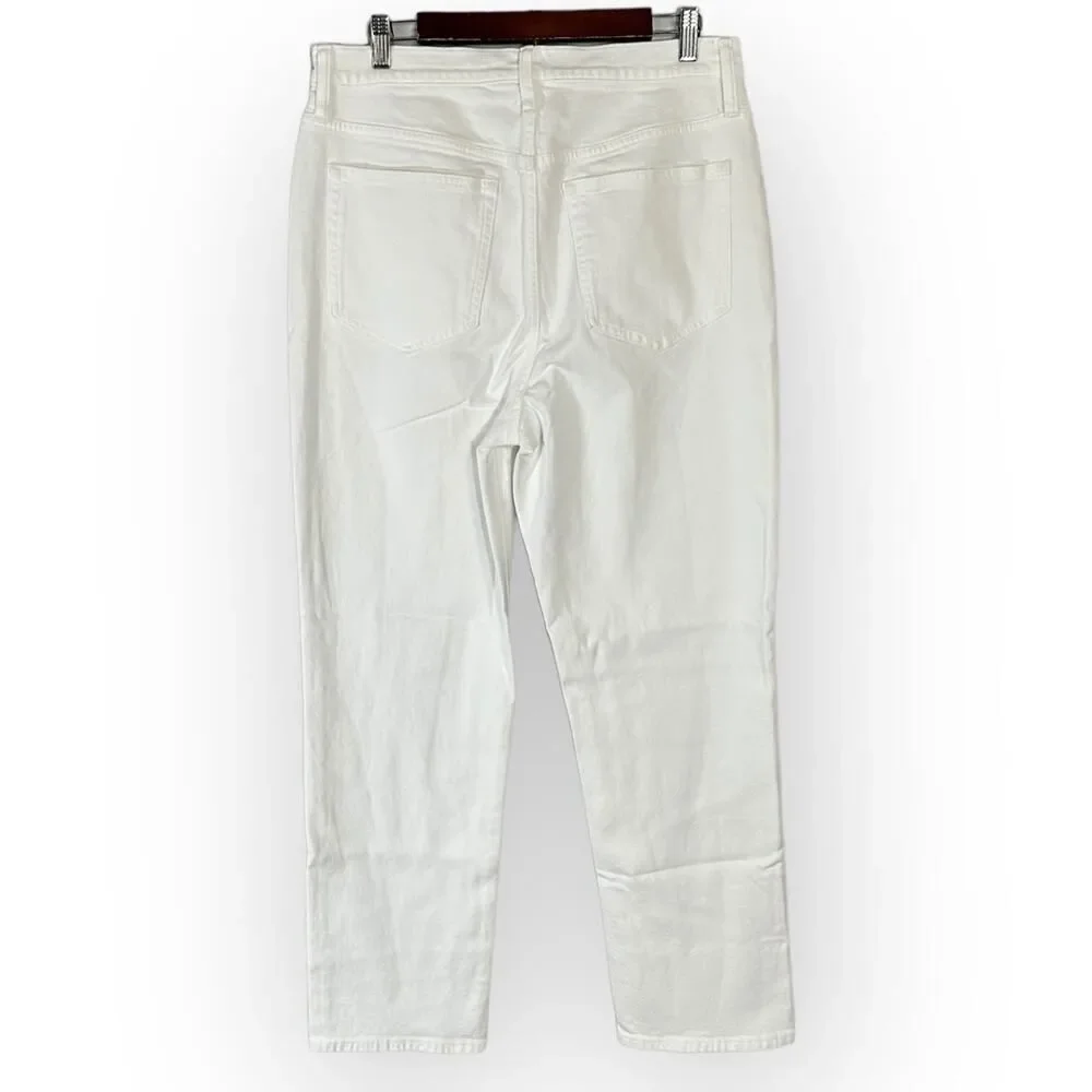 J.Crew Classic Straight Jeans Women's 31 White Slim High Rise Cotton Spandex NWT